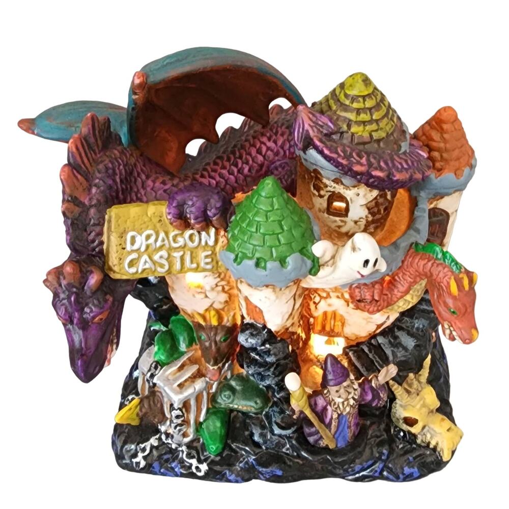 Dragon Castle Haunted Halloween Electric Luminary Night Light Table Decor Works